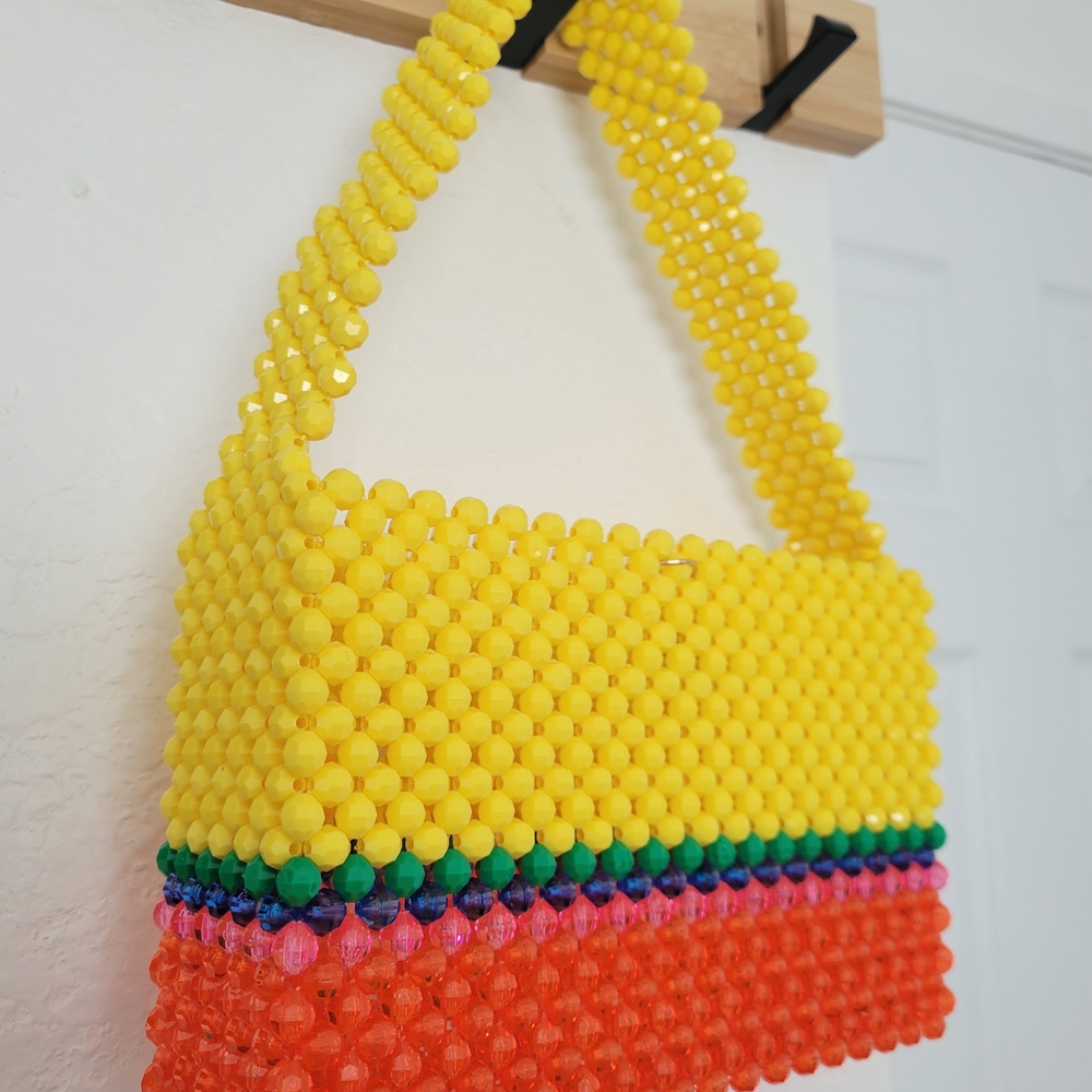Susan Alexandra Yellow and Orange Beaded Bag